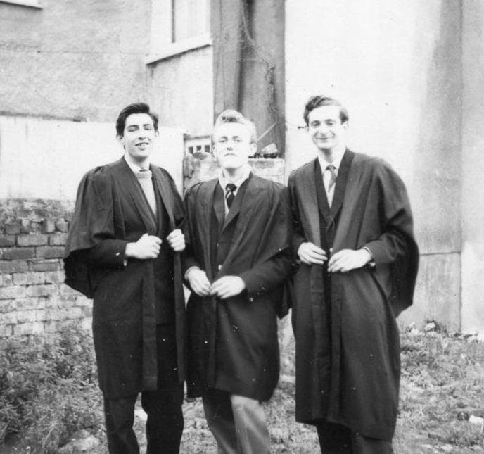 David, Peter Bourne, and Brian Stone, outside their university digs, Bristol