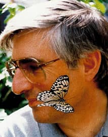 David bonds with a butterfly on a visit to a butterfly farm with Judy & Norman Allen, Atlanta