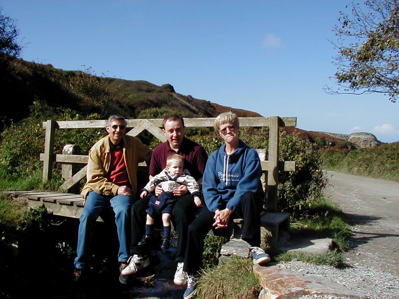 David, Heather, Roge and Ethan, walking in Cornwall