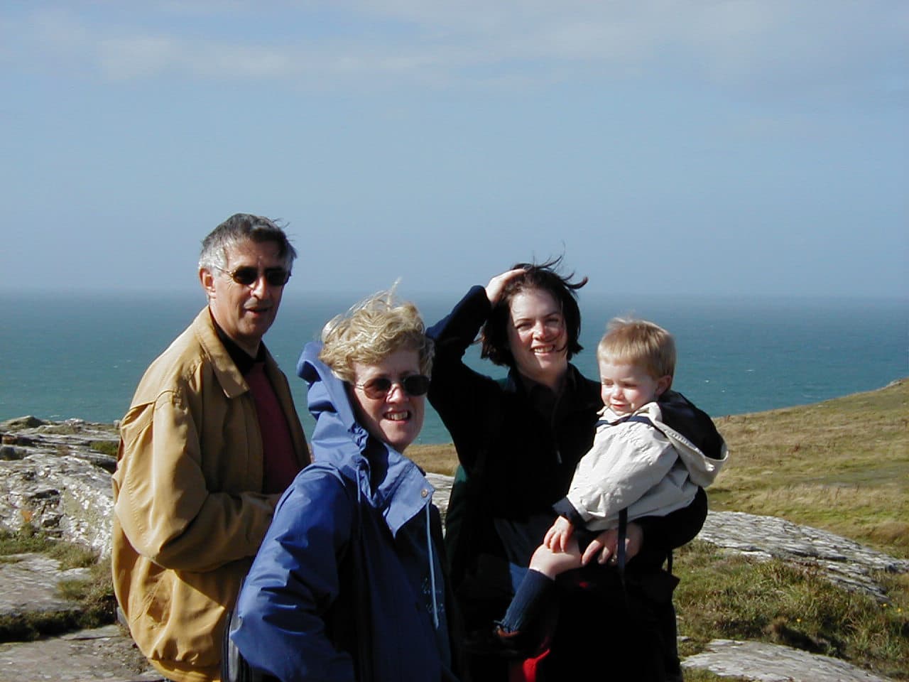 David, Heather, Sian and Ethan, walking in Cornwall