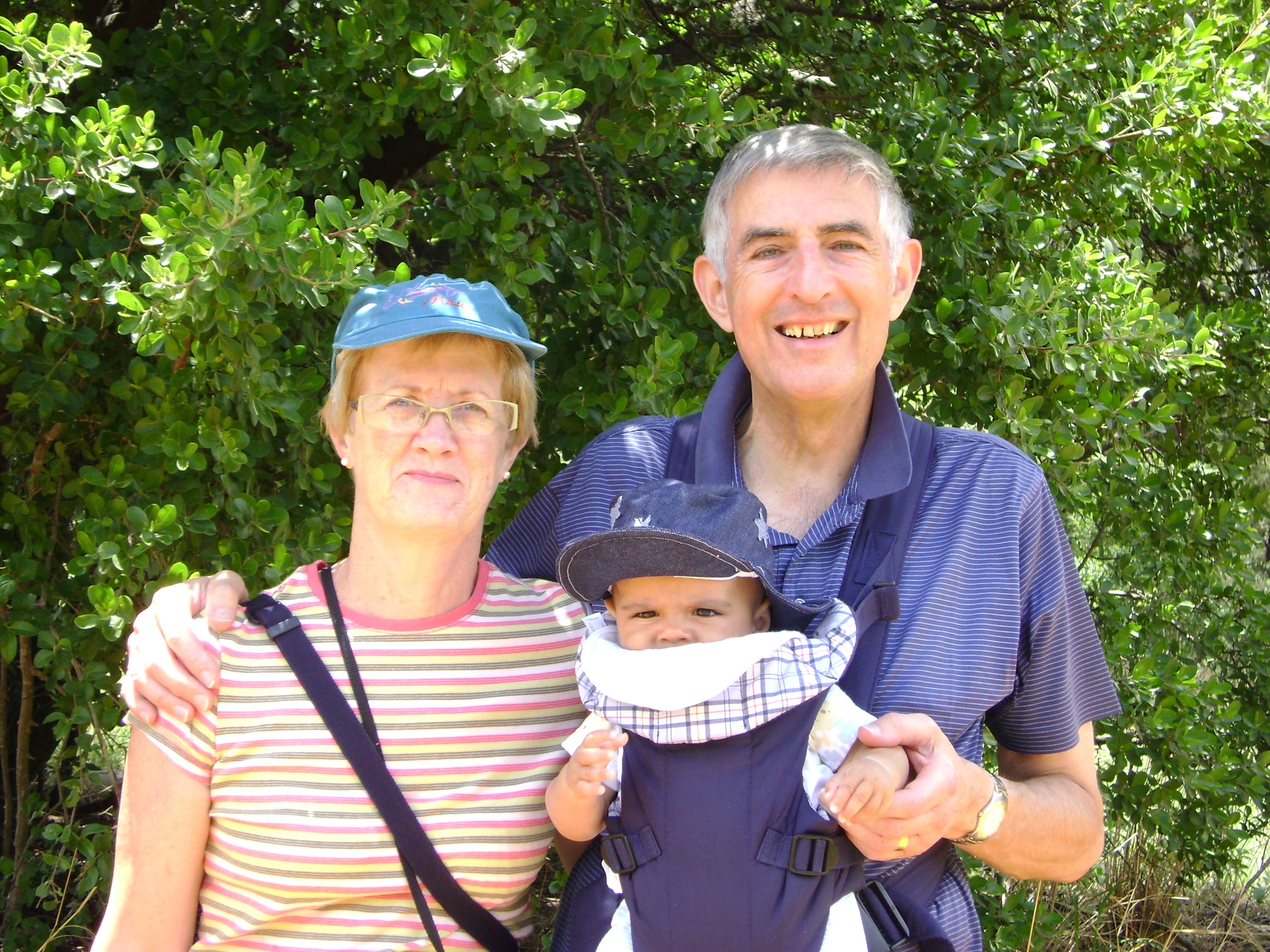 Heather, Mika and David on a walk at The Caverns in Drakensberg, South Africa - November 2008
