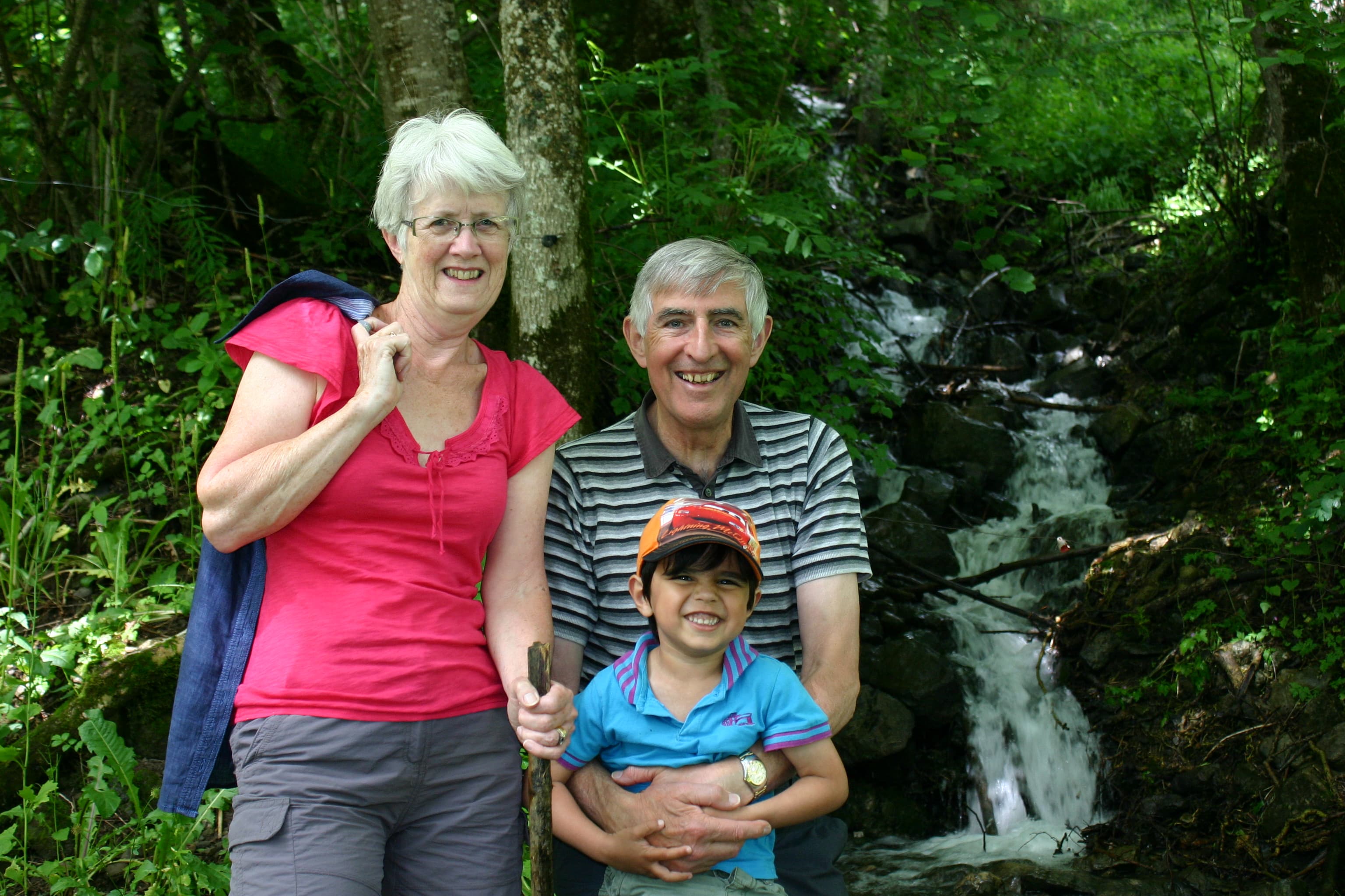 Heather, David & Mika on a walk in Grand Bornand, France - July 2012