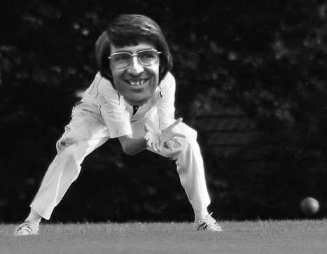 David's head pasted onto a cricketer's body